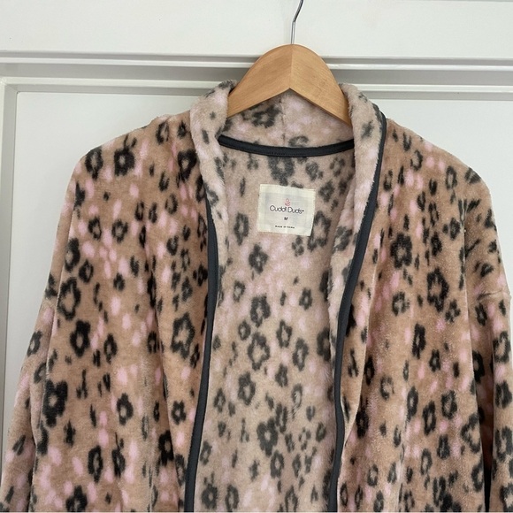 Cuddl Duds Fleece Leopard Cardigan Robe Size M - Picture 2 of 6